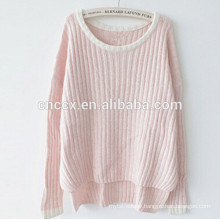 15ASW1044 Fashion round neck front short back long woolen sweater new designs for ladies